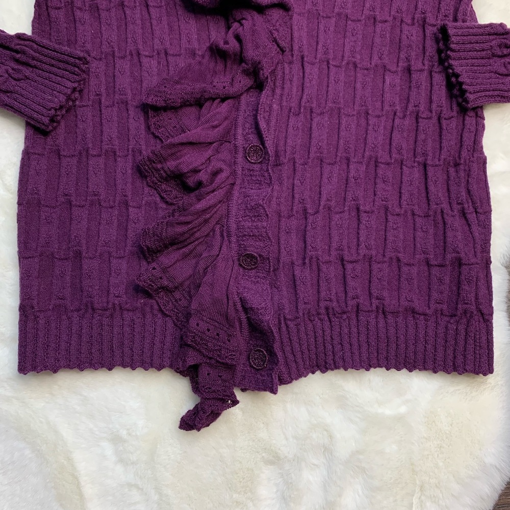 Anthropologie Little Yellow Button Ruffle Sweater - Picture 4 of 6
